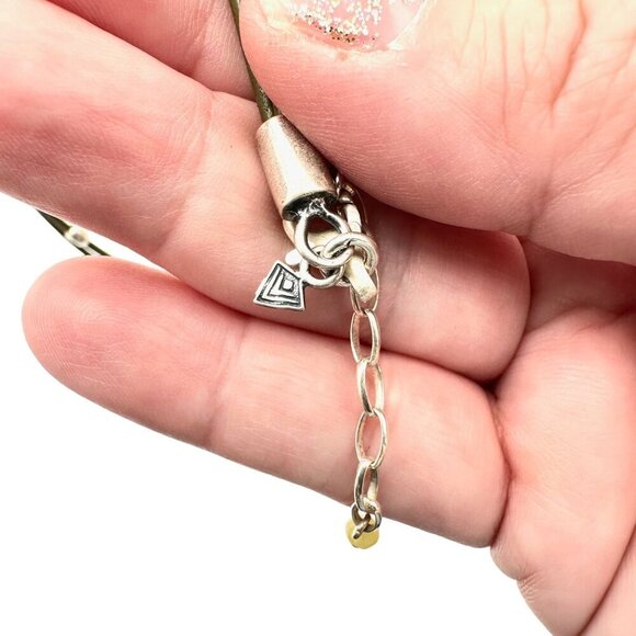 SILPADA Womens Necklace Olive Green Leather Sterling Silver Electroform Pendant - Picture 2 of 3